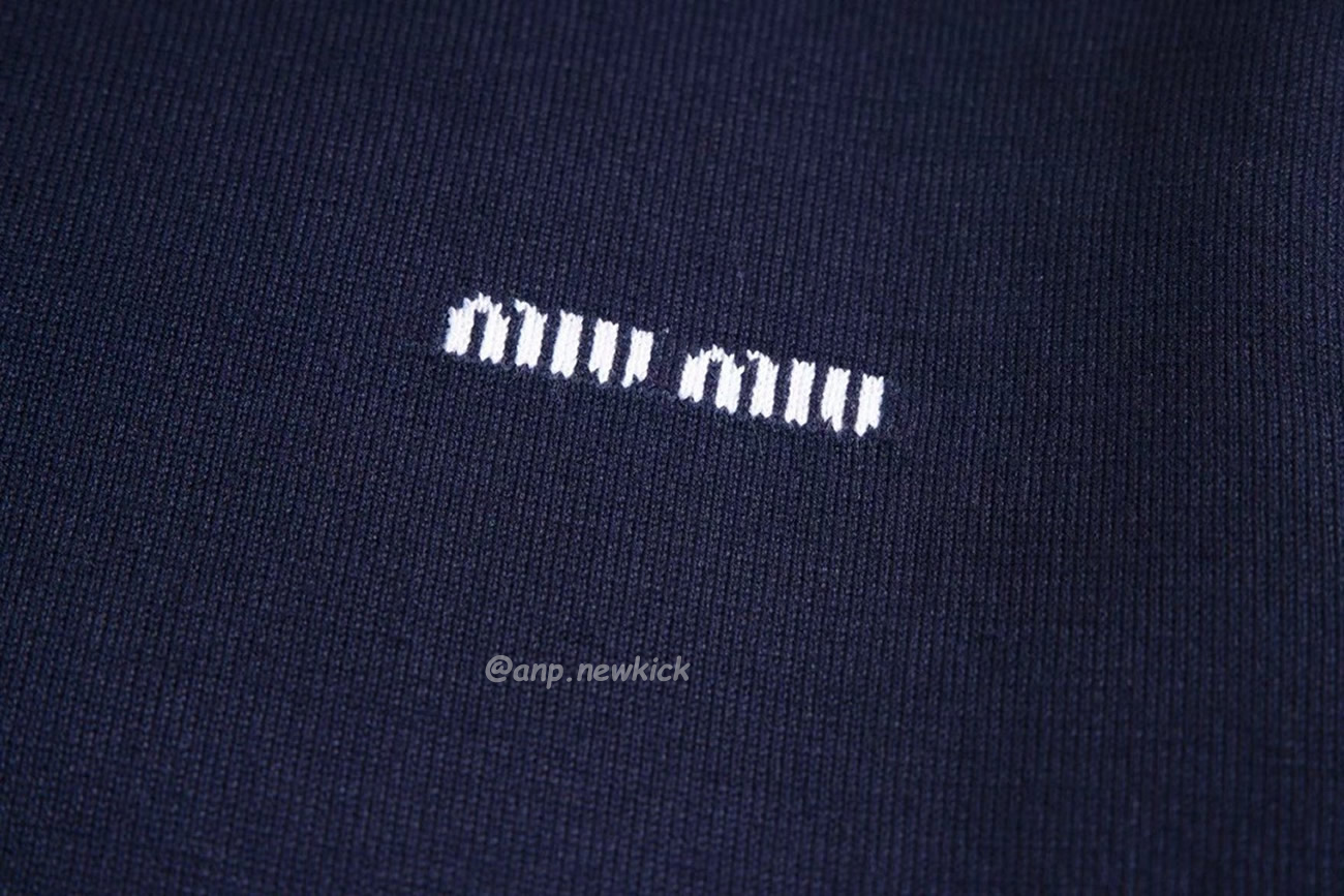 Miu Miu Logo Embroidery Polo Top In Navy (7) - www.newkick.vip